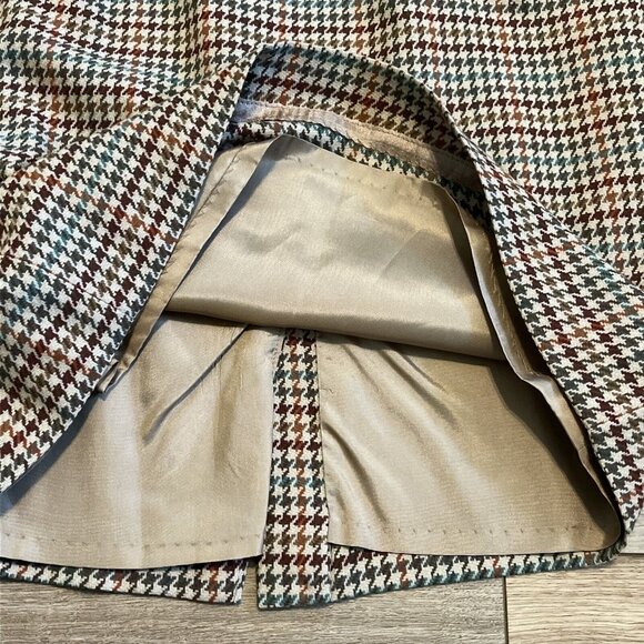 Pendleton Pencil Midi Skirt SZ 10 Tan Multi Houndstooth 100% Wool Vintage - Picture 7 of 11